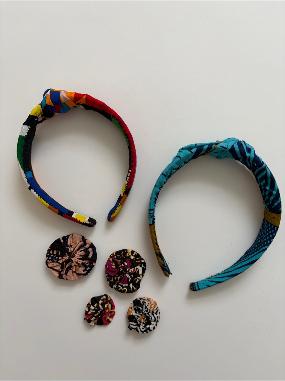 Handmade Colorful Hair Accessories Bundle 4 Barrettes 2 Headbands Girls